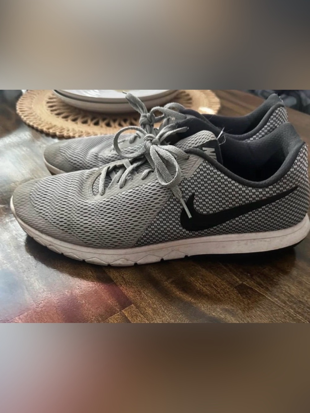 Nike Men’s Gray and Black Mesh Running Sneakers